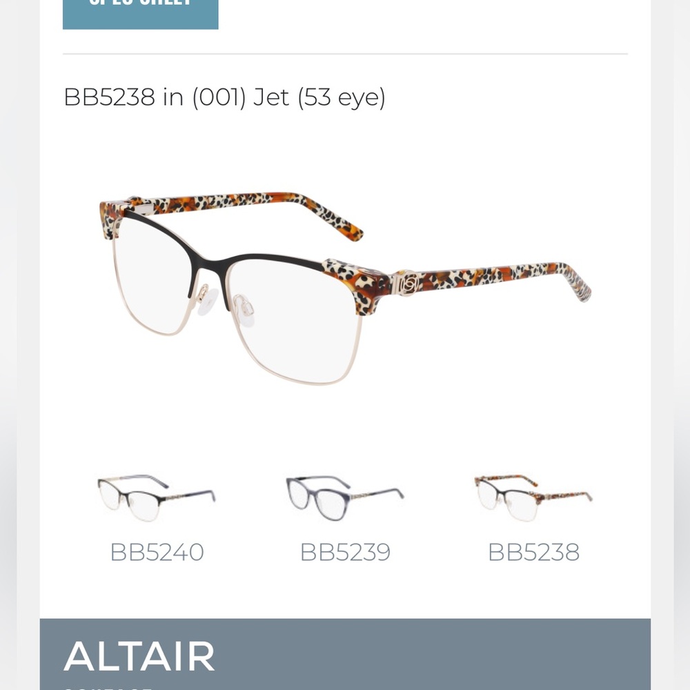 Brand new Bebe glasses styleBB5238 in color jet (53 eye)